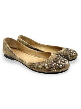 Frye Tan Studded Ballet Flats